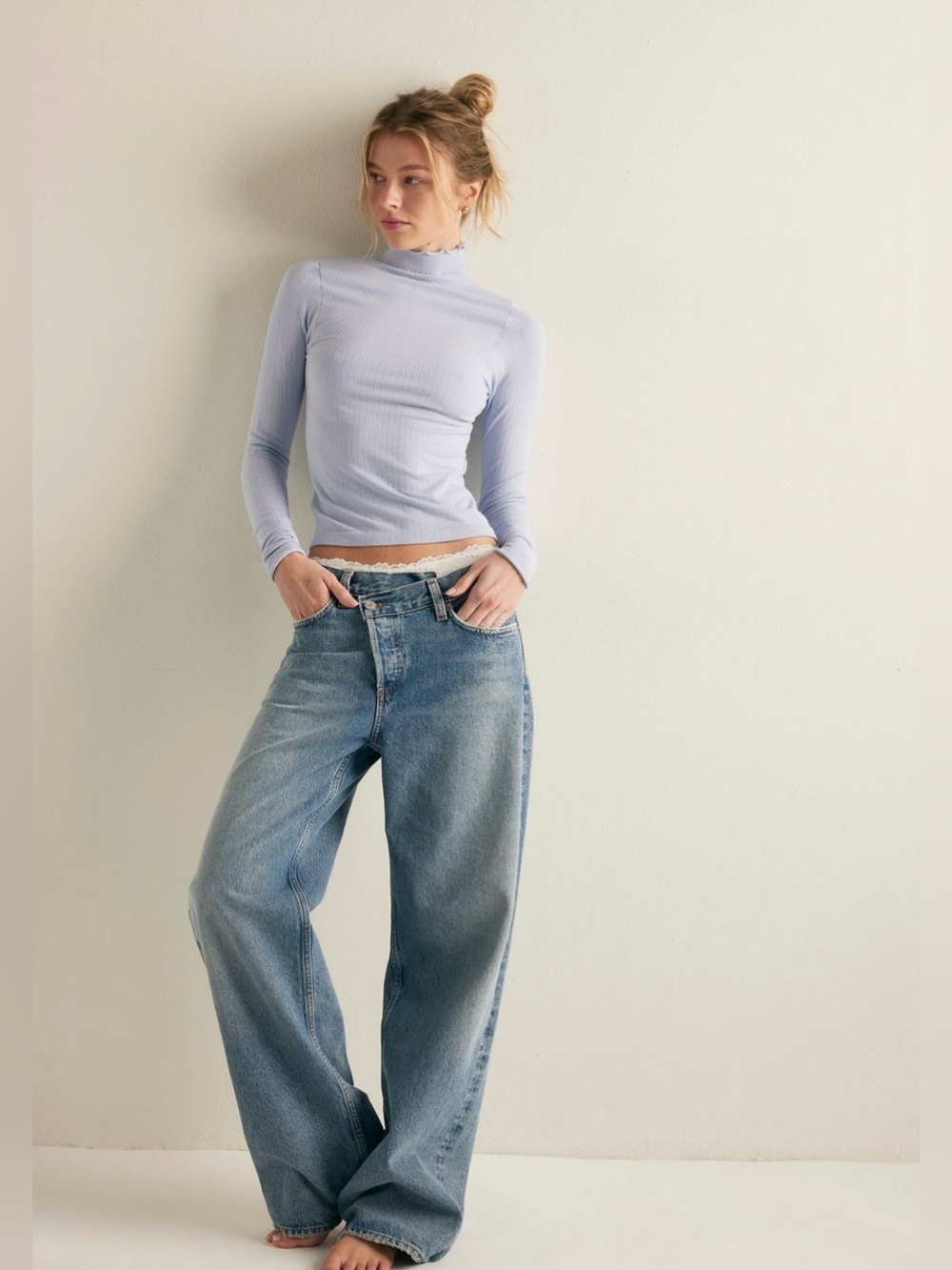 We the Free| FP Mockneck Top Long Sleeve Snap Cuff S